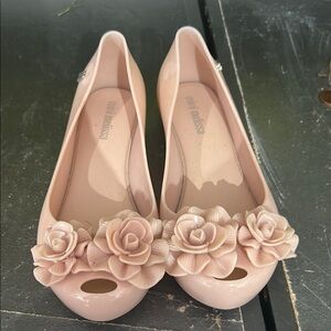 Mini Melissa Pink Floral Embellished Flats